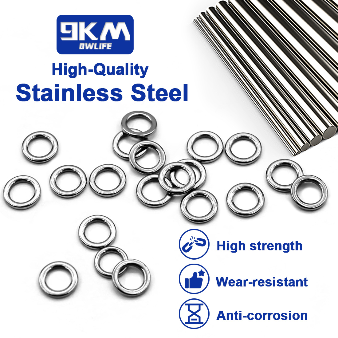 9KM Solid Ring Fishing 50 stuk - Saltwater Fishing Hook recensie en prijs